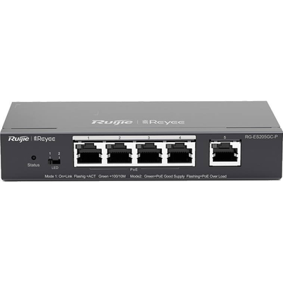 Комутатор Ruijie Reyee RG-ES205GC-P (4xGE PoE+, 1xGE, max PoE 53W, настільний, сталевий корпус, Ruijie Cloud, Web Smart) 0107 фото